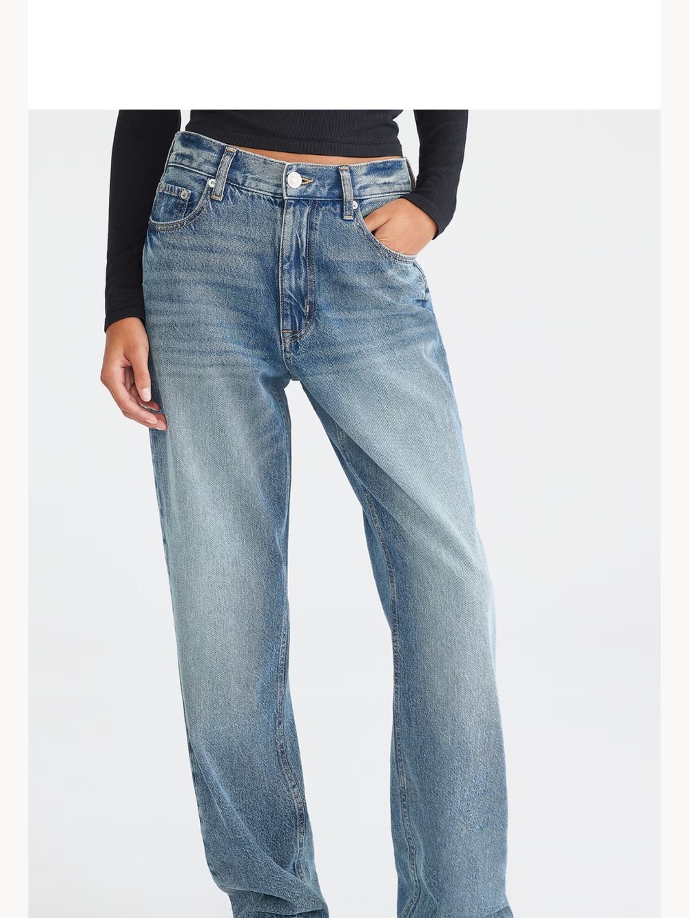 Aeropostale Relaxed Boyfriend Jeans - Light Blue Denim